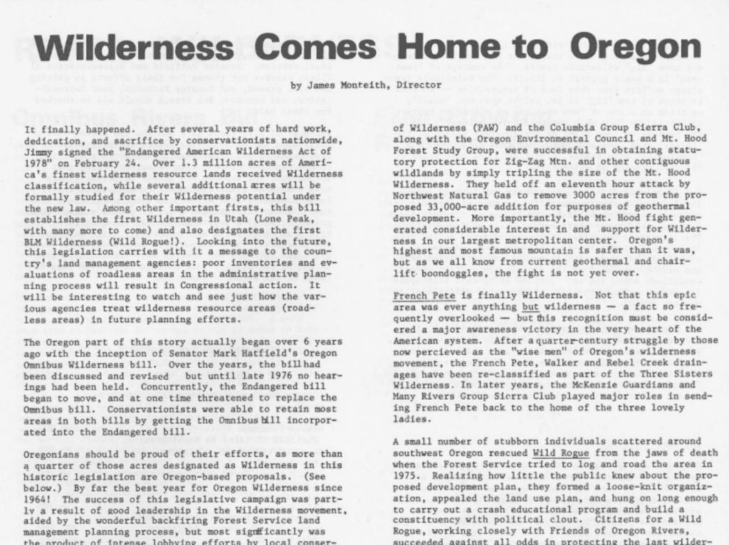 Wilderness Comes Home to Oregon headeline